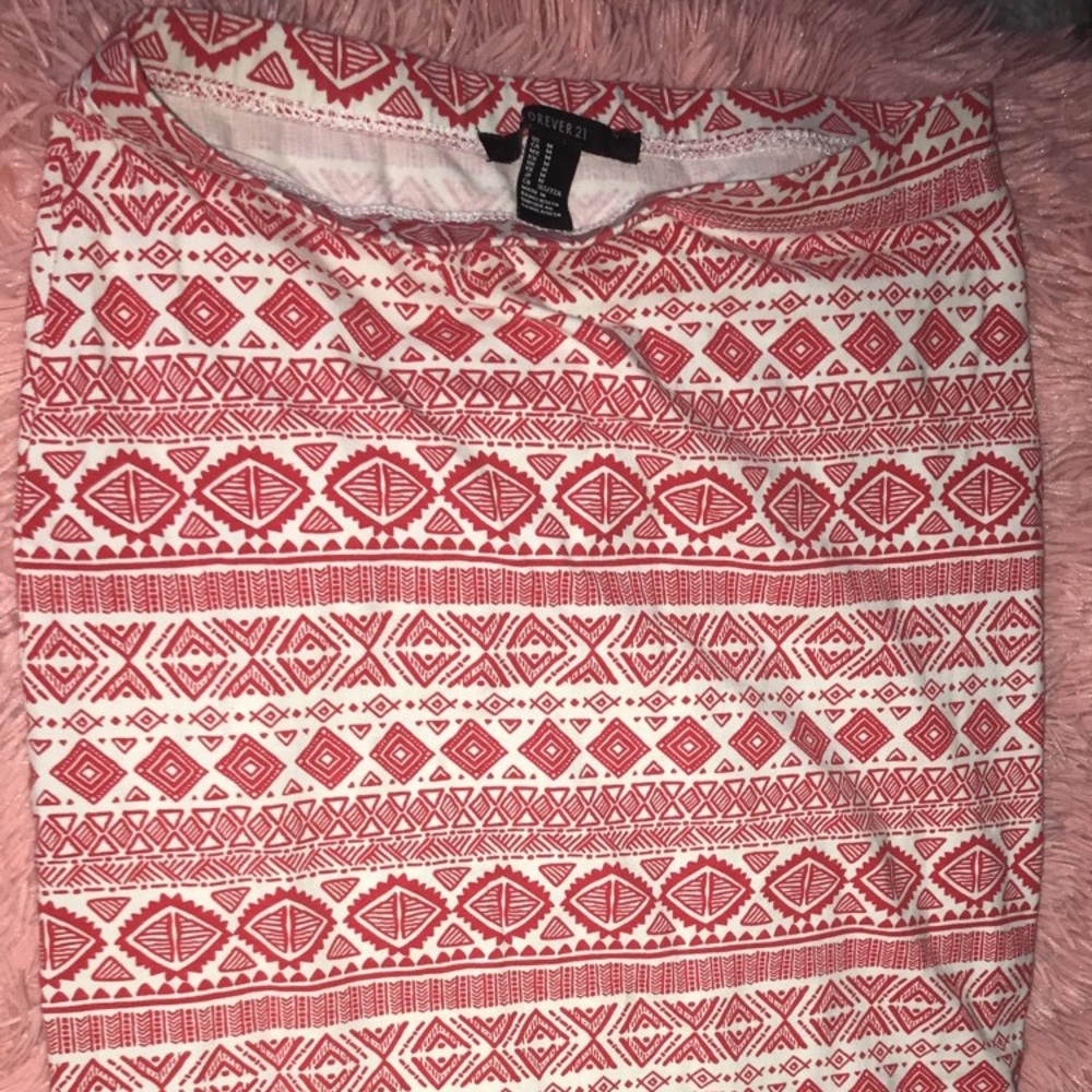 Long pinkish red and white Forever 21 skirt (M)